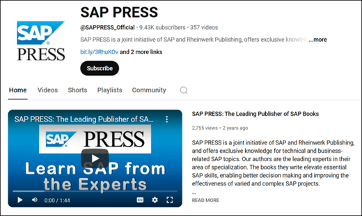 SAP PRESS YouTube 2025