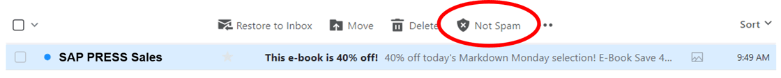 Yahoo Mail Spam Tab to Primary Tab